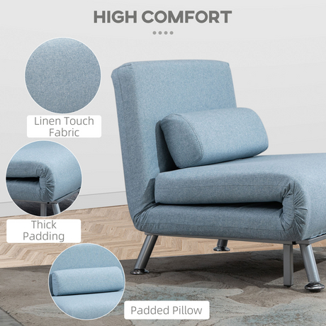 HOMCOM sofa bed chair with removable pillow