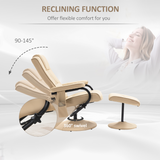 Massage Recliner Chair & Ottoman Footstool Set with High Density Cushioning – Relaxation Armchair, Cream