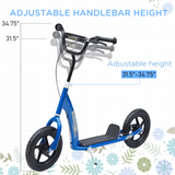 Kids Scooter with Adjustable Handlebars, Rear Brake and Non-Slip Footplate – Steel Frame Ride-On, Blue