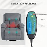 HOMCOM Riser & Recliner Lift Chair with Electric Lift, Vibration Massage & Heat – Remote Control, Grey