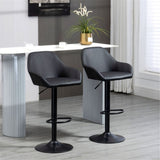 Set of 2 Adjustable Swivel Bar Stools with PU Leather Seat, Gas Lift & Footrest – Kitchen Bar Chairs, Black