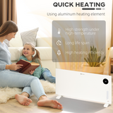 HOMCOM 2000W Electric Convector Heater with LED Display, Remote and Timer – Quiet Fan-Free Space Heater, White