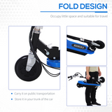 HOMCOM Kids Foldable Electric Scooter 120W with Adjustable Seat & Hand Brake – For Ages 7-12, Blue