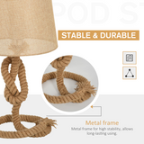 HOMCOM Hemp Rope Table Lamp with Linen Shade – Beige