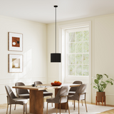 Modern Wave Pendant Light with Linen-Feel Fabric Shade, E27 – Black Ceiling Light Fixture, 178cm Drop