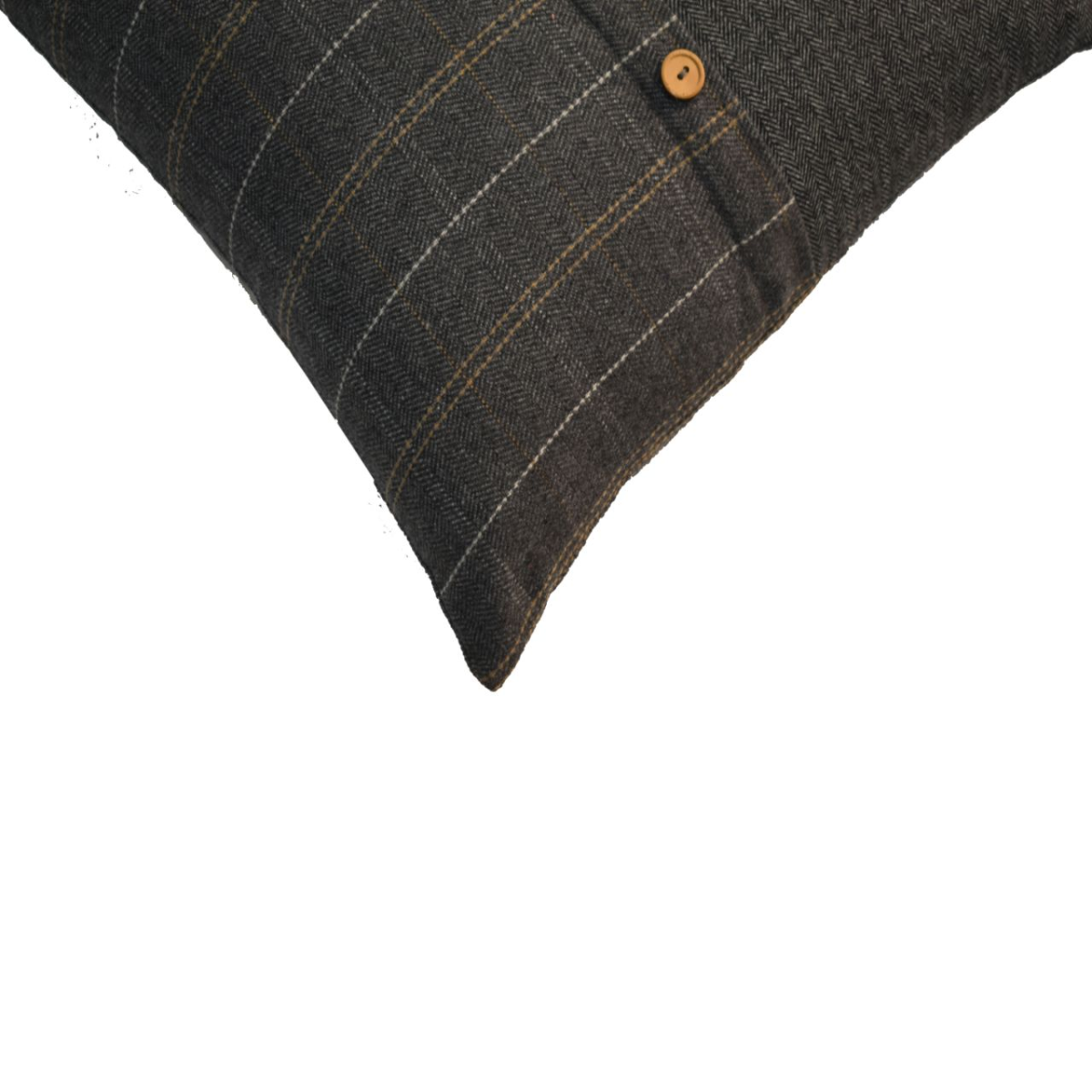 Artisan Furniture Quinn Pewter Tweed & Black Button Cushions, Set of 2 – Wool-Texture Scatter Cushions