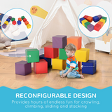 HOMCOM 12 Piece Kids Soft Foam Play Blocks – Stacking Building Set for Toddlers, Climbing and Crawling Toy