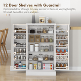 HOMCOM Kitchen Pantry Cupboard with Double Doors, 5-Tier Shelves & 12 Spice Racks – Adjustable Storage, White