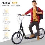 HOMCOM Kids Stunt Scooter with 16" Wheels and Adjustable Height – Front and Rear Brakes, Black