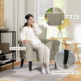 HOMCOM Linen-Look Upholstered Accent Armchair with Solid Wood Legs – Living Room & Bedroom Seating, Beige