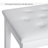 HOMCOM Piano Bench with Under-Seat Storage & Tufted Padded Seat – Solid Wood Double Stool, White