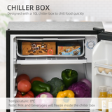 HOMCOM 91L Under Counter Fridge with Chiller Box & Reversible Door – Freestanding Kitchen Cooling, Black