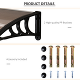 Outsunny Curved Polycarbonate Door Awning with Black Bracket – Rain and UV Protection, Brown