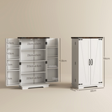 HOMCOM Farmhouse Storage Cabinet with Adjustable Shelves – Versatile Storage for Kitchen, Living Room & Hallway