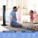 HOMCOM Freestanding Tower Fan with Oscillation, Multiple Speeds & Timer – 96cm Slim Cooling Fan, Black