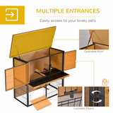 PawHut Wood-Metal Rabbit Hutch with Run, Ramp & Pull-Out Tray – Elevated Outdoor Pet House, 89.5cm