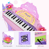 HOMCOM Kids 32-Key Electronic Keyboard with Microphone & Stool – Mini Organ Piano Toy for Ages 3-6