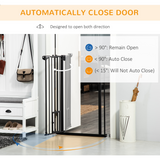 PawHut Extra Tall Dog Gate with Cat Door and Auto-Close, Steel Stair Gate for Doorways, 74-101cm Wide