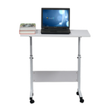 Removable E1 Chipboard & Steel Side Table with Adjustable Height – Home & Office, White, 80 x 40 cm