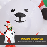 Outsunny 6.6ft Christmas Inflatable Santa Claus on Polar Bear with LED Lights – Outdoor Decoration, White