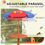 Outsunny Kids Bistro Table and Chair Set with Cowboy Theme, Adjustable Parasol – Outdoor Play Set