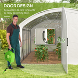 Outsunny 4 x 3 x 2m Polytunnel Greenhouse with Hinged Door & UV PE Cover – Galvanised Steel Frame, White