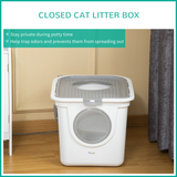 Pawhut Cat Litter Box with Front Entrance, Top Exit & Scoop – Enclosed Pull-Out Tray Toilet, White