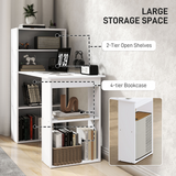 HOMCOM Computer Desk with 6 Shelves and Cubbies – Space-Saving Home Office Workstation, White