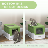 PawHut Hooded Cat Litter Box with Scoop and Tray – Enclosed Pet Toilet with Front and Top Entry, Lime Green