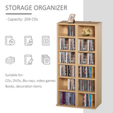 Set of 2 CD & Media Tower Racks with Adjustable Shelves – Slim Storage for CDs, DVDs & Games, Wood Colour
