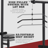 HOMCOM Power Tower with Lat Pulldown, Seated Row & Adjustable Seat – Home Gym Pull Up Station, 100kg Max Load