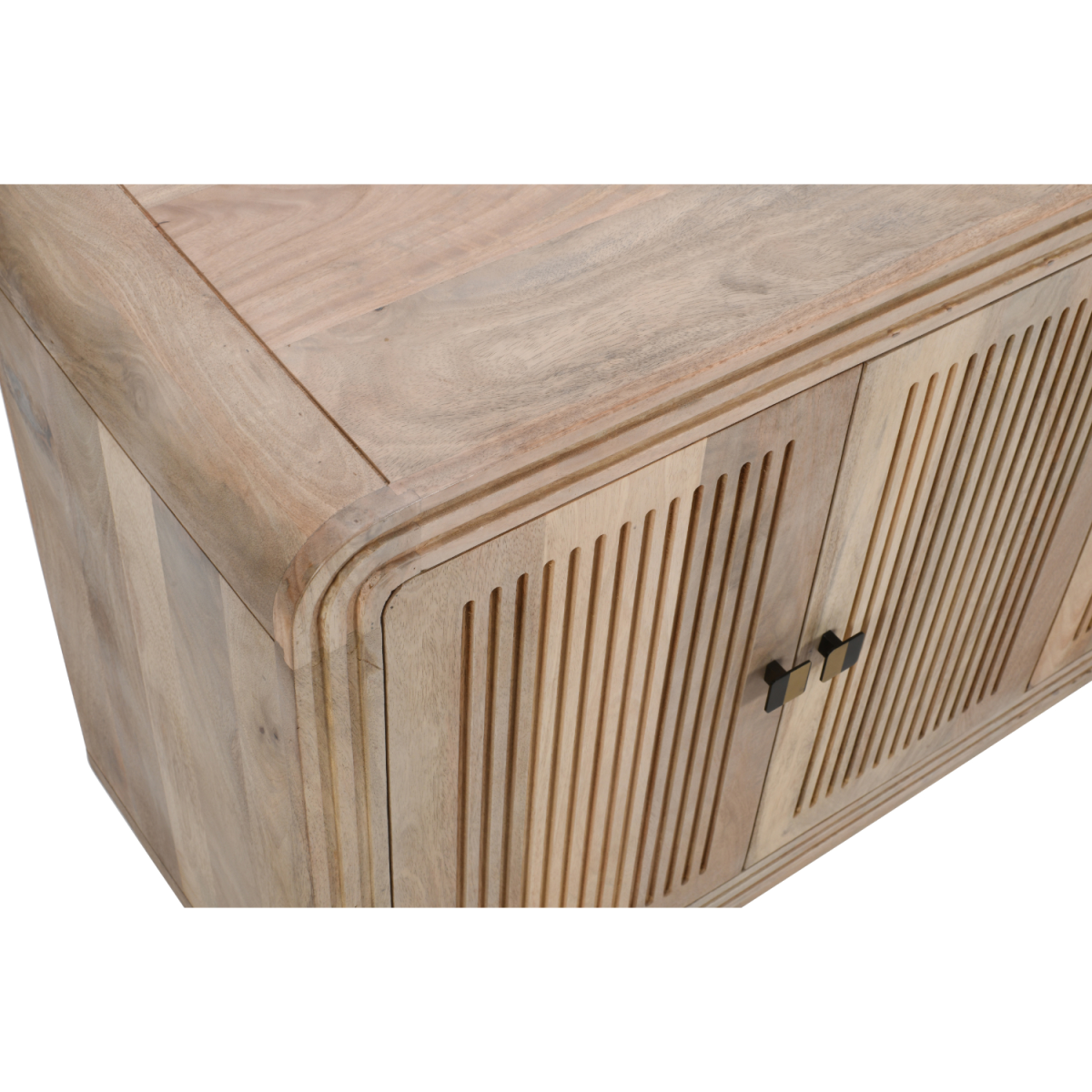 Indian Hub Hudson Carved Mango Wood 4 Door Large Sideboard – Hand-Crafted Storage Cabinet