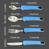 Easy Grip Adaptive Cutlery Set with Rubber Handles – Spoon, Fork, Knife & Teaspoon, Stainless Steel