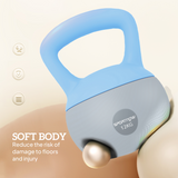 12kg Soft Kettlebell with Non-Slip Ergonomic Handle & Flat Base – Home Gym Weight, Light Blue & Grey