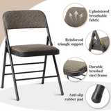 2 Black Patterned Padded Folding Chairs with Soft Seat and Frosted Iron Frame – Conference and Event Seating