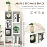 HOMCOM Seven-Cube Bookcase with Anti-Tipping Straps – Open Bookshelf Display Cabinet, White