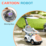AIYAPLAY 3 in 1 Ride-On Push Car with Parent Handle & Canopy – Robot Foot to Floor Slider, 12-36 Months, White