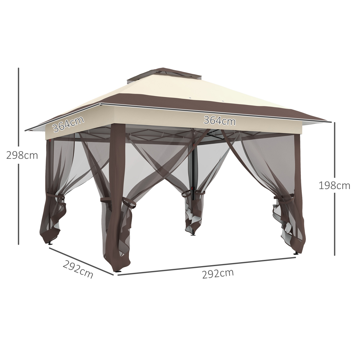 Outsunny Folding Canopy Tent with 3-Level Adjustable Height, Mesh Side Walls & Roller Bag – Portable Shelter