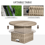 Outsunny 8-Seater PE Rattan Daybed Set with Lift-Up Table, Cushions & Furniture Cover – Outdoor Garden Lounge