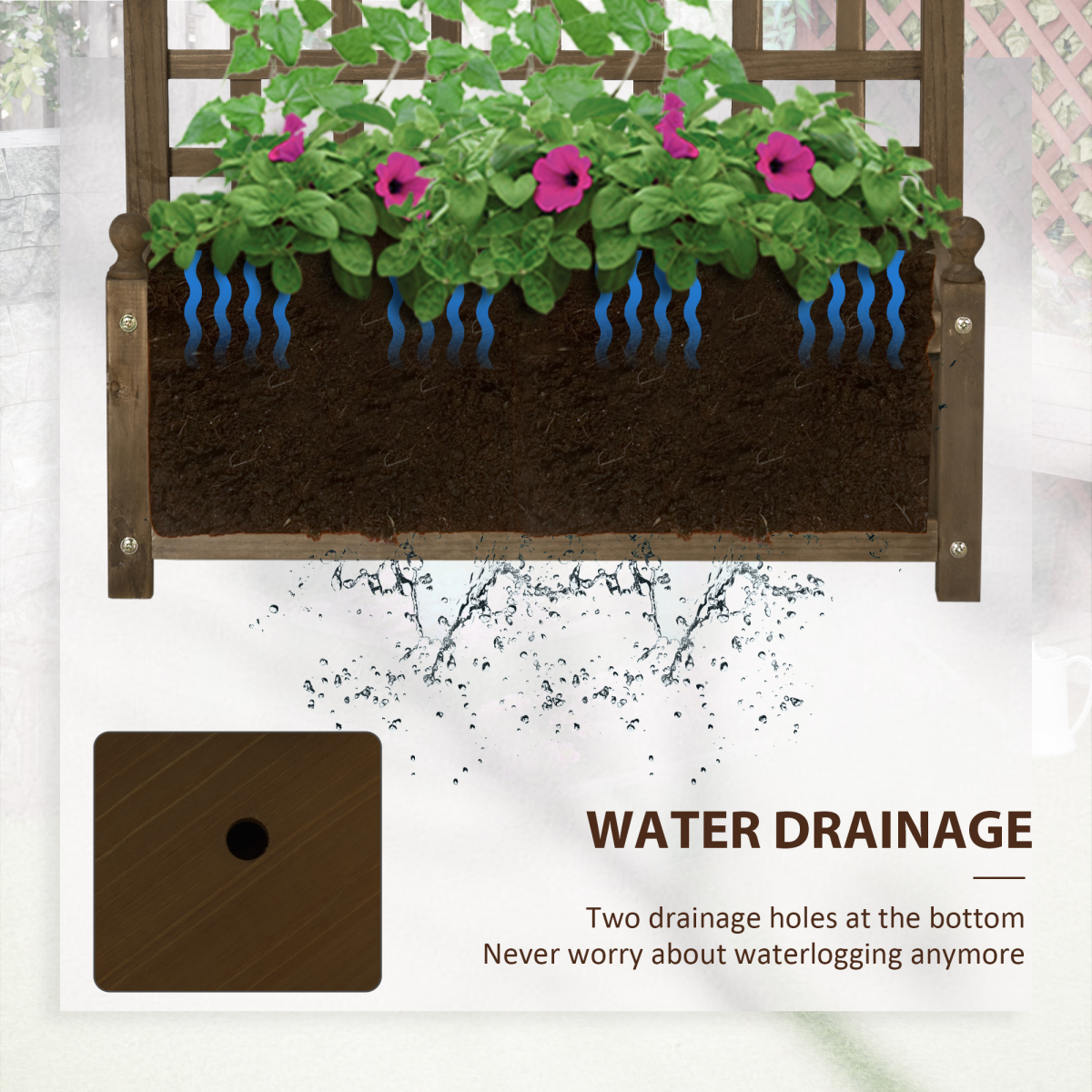 Outsunny Brown Garden Planter with Climbing Trellis – Indoor Outdoor Plant Support for Vines