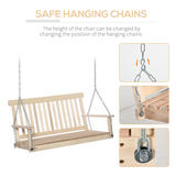 Outsunny 2-Seater Wooden Porch Swing Chair with Hanging Chains – Fir Wood Garden Swing Bench