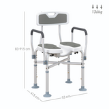HOMCOM Shower Stool with Padded Seat, Drainage Holes & Aluminium Frame – 136kg Capacity, Adjustable Height
