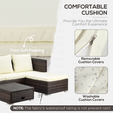 Outsunny Rattan Garden Corner Sofa Set with Storage Coffee Table & Reclining Seat – 4-Seater Wicker Patio Lounger