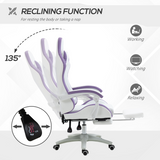 Vinsetto Racing Gaming Chair with Recline & Footrest – Headrest and Lumbar Cushions, White & Purple