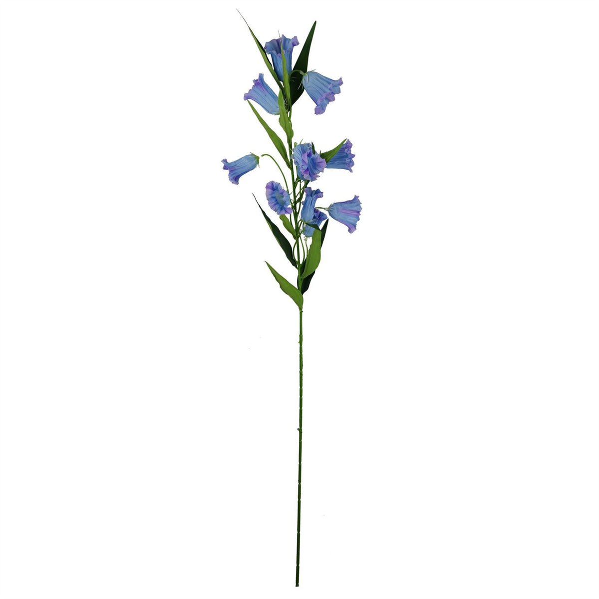 Leaf Trumpet Artificial Flower Stem, 100cm with Silk Flowers and Wired Shapable Stem, Blue