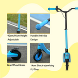 HOMCOM 120W Kids Electric Scooter with Battery Level Display & Rear Brake – Adjustable Height, Ages 6+, Blue