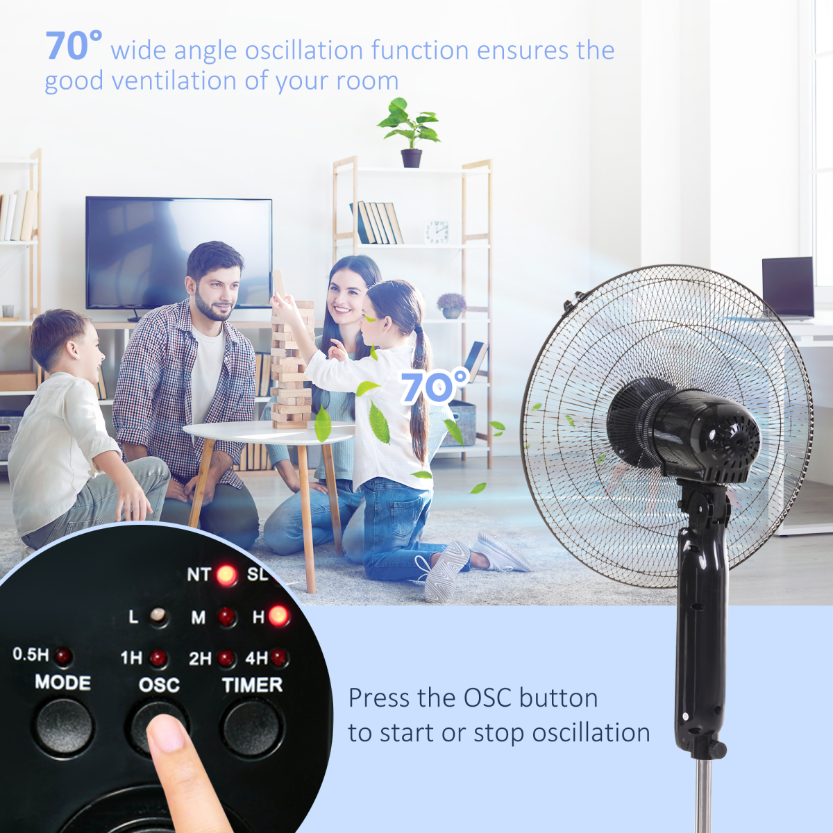 HOMCOM Oscillating Tower Fan with Remote Control, 3 Speeds & 7.5-Hour Timer – Slim Standing Cooler