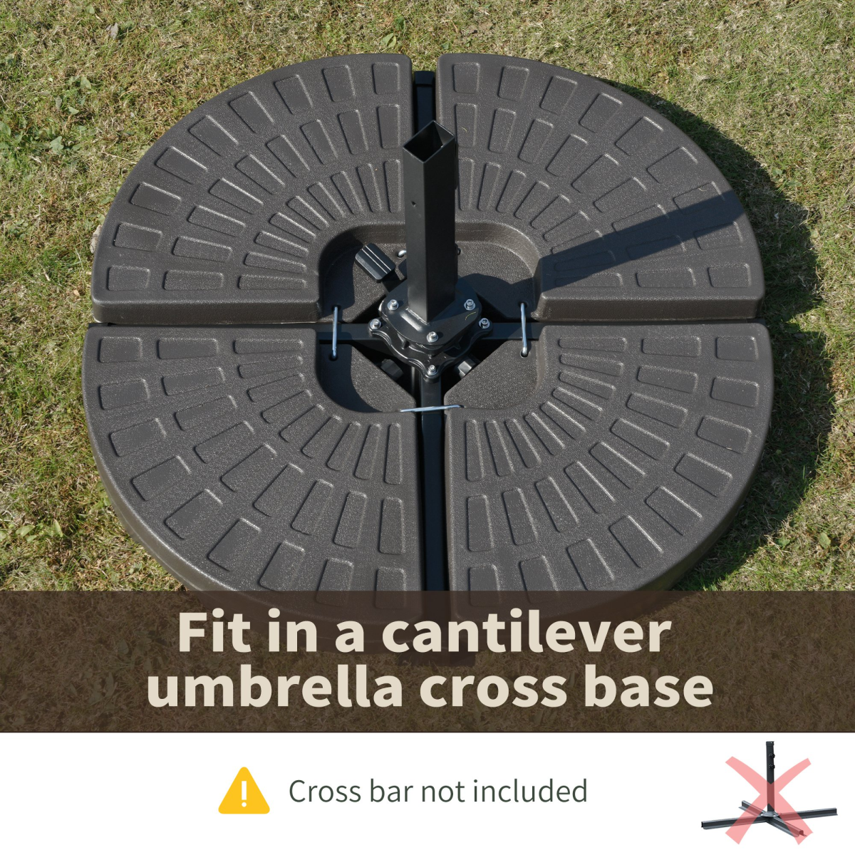 4-Piece Cantilever Offset Umbrella Base Set, Water & Sand Fillable HDPE – Connecting Parasol Stand