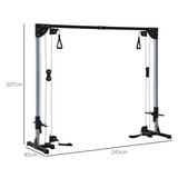 SPORTNOW Cable Crossover Machine with Pulley System & Four Handles – Full Body Strength Training, Black
