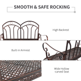 Outsunny Metal Rocking Bench for 2 – Garden Swing Loveseat with Hollow-Carved Seat, Bronze